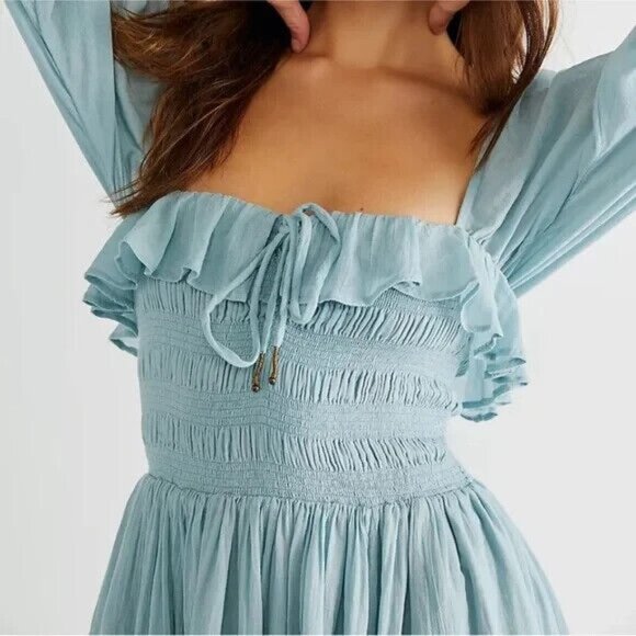 Free People Oasis Light Blue Midi Dress - Picture 7 of 8